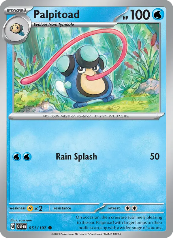 Palpitoad 51 card from Obsidian Flames