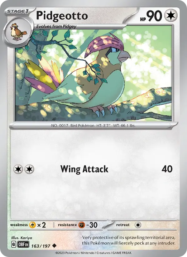 Pidgeotto 163 — Obsidian Flames 163, Normal finish