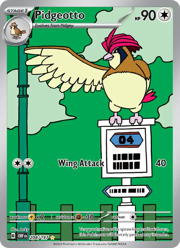 Pidgeotto 208 card from Obsidian Flames
