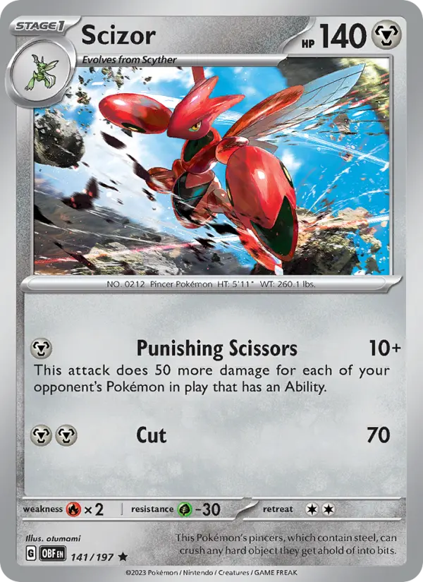 Scizor 141 card from Obsidian Flames