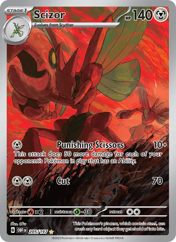 Scizor 205 — Obsidian Flames 205, Holofoil finish