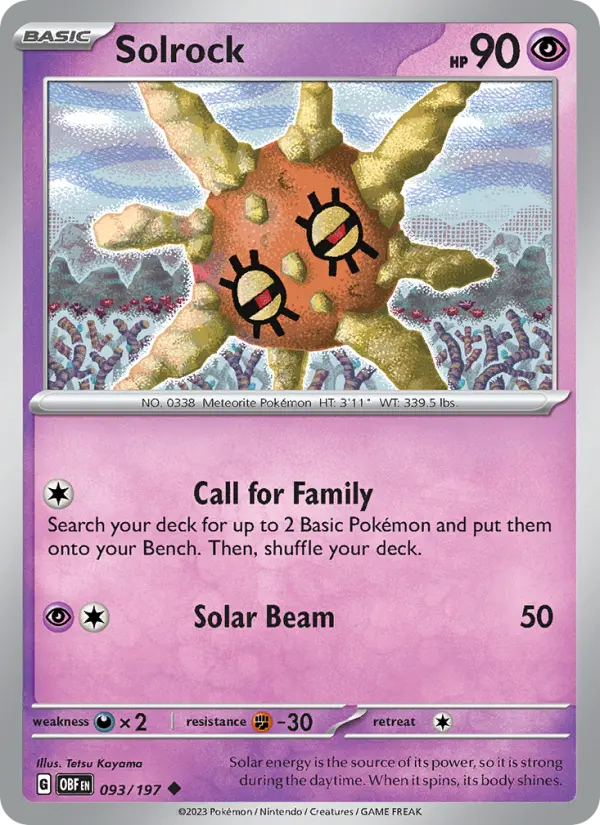 Solrock 93 card from Obsidian Flames