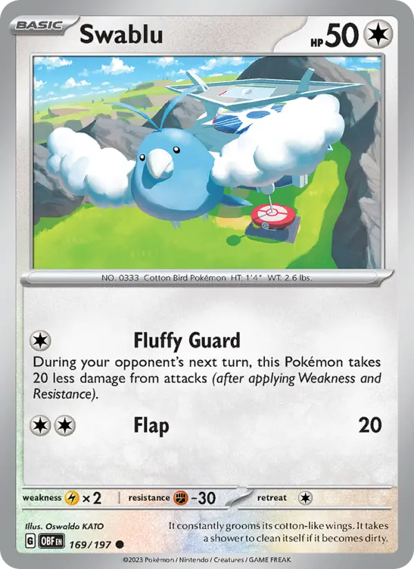 Swablu 169 card from Obsidian Flames
