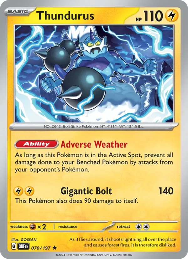 Thundurus 70 — Obsidian Flames 70, Holofoil finish