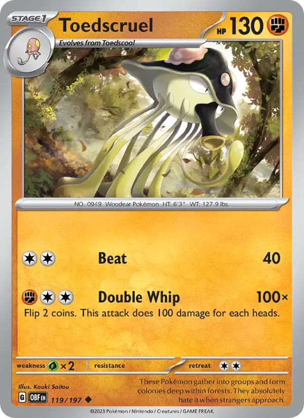 Toedscruel 119 card from Obsidian Flames
