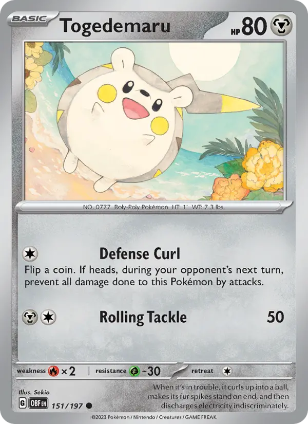 Togedemaru 151 card from Obsidian Flames