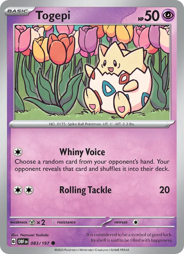 Togepi 83 card from Obsidian Flames