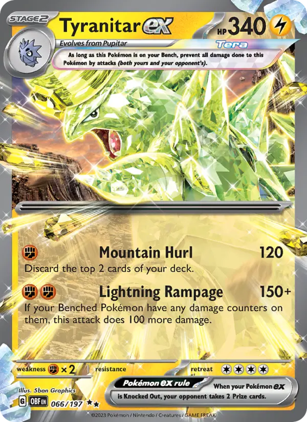 Tyranitar ex 66 card from Obsidian Flames