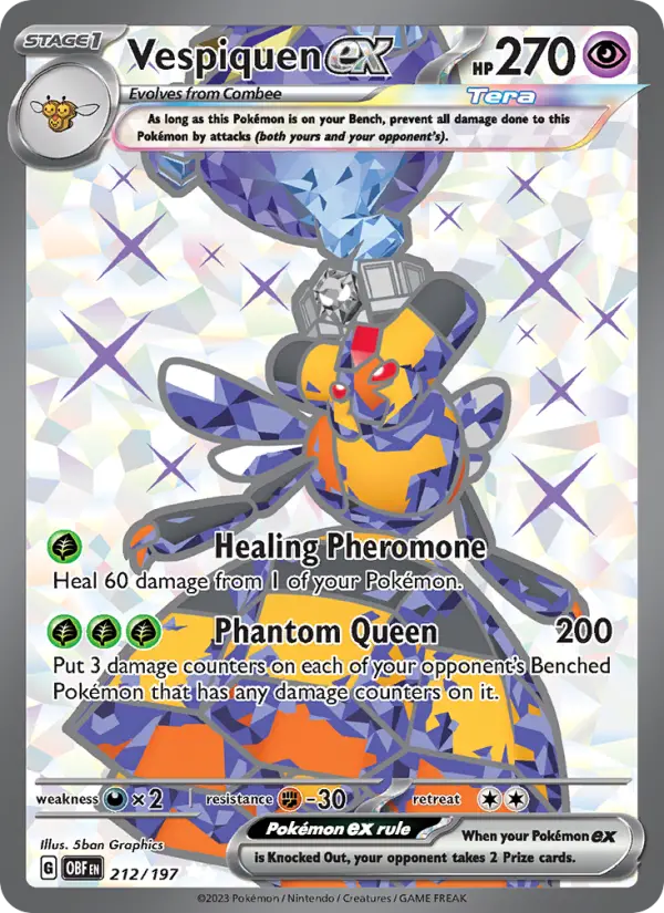 Vespiquen ex 212 card from Obsidian Flames