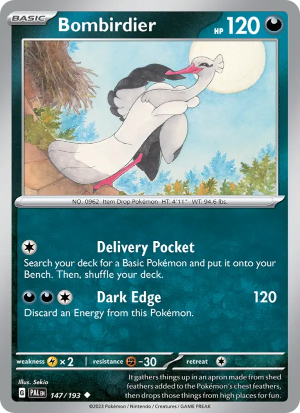 Bombirdier 147 card from Paldea Evolved
