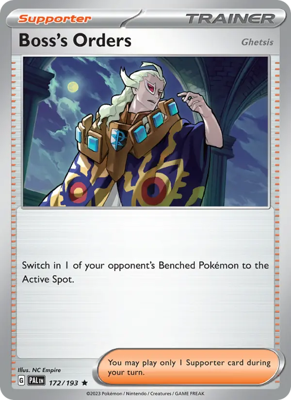 Boss's Orders (Ghetsis) 172 — Paldea Evolved 172, Holofoil finish