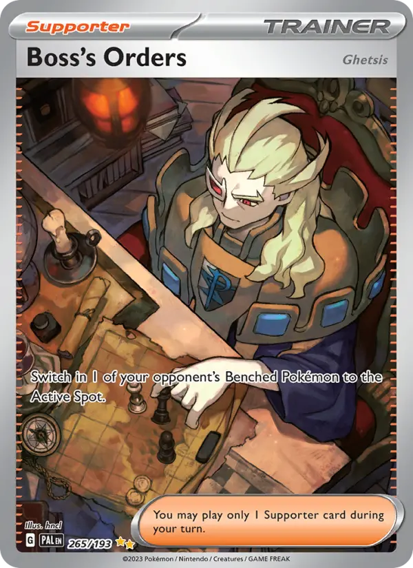 Boss's Orders (Ghetsis) 265 — Paldea Evolved 265, Holofoil finish