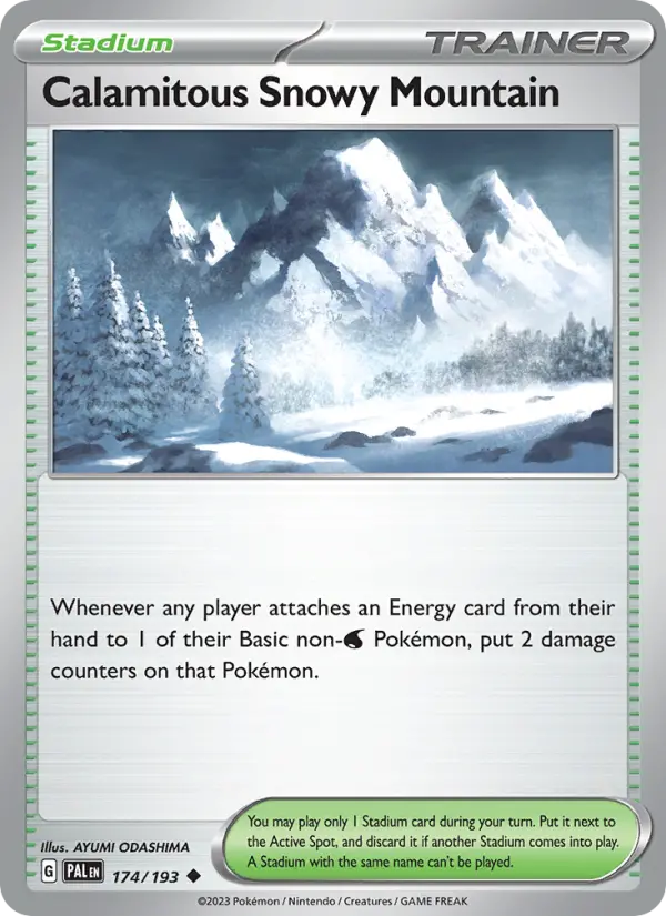 Calamitous Snowy Mountain 174 — Paldea Evolved 174, Normal finish