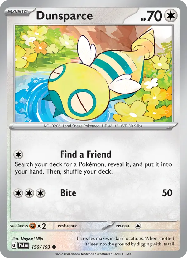 Dunsparce 156 card from Paldea Evolved