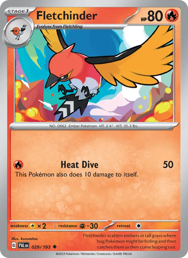 Fletchinder 29 card from Paldea Evolved