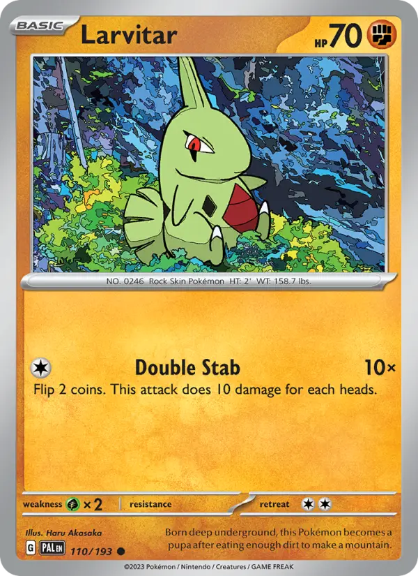 Larvitar 110 card from Paldea Evolved