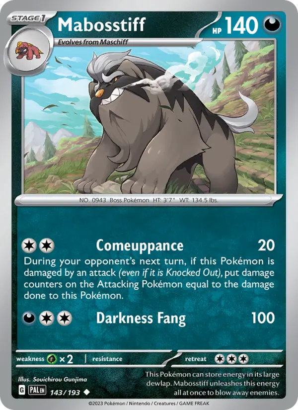 Mabosstiff 143 — Paldea Evolved 143, Normal finish