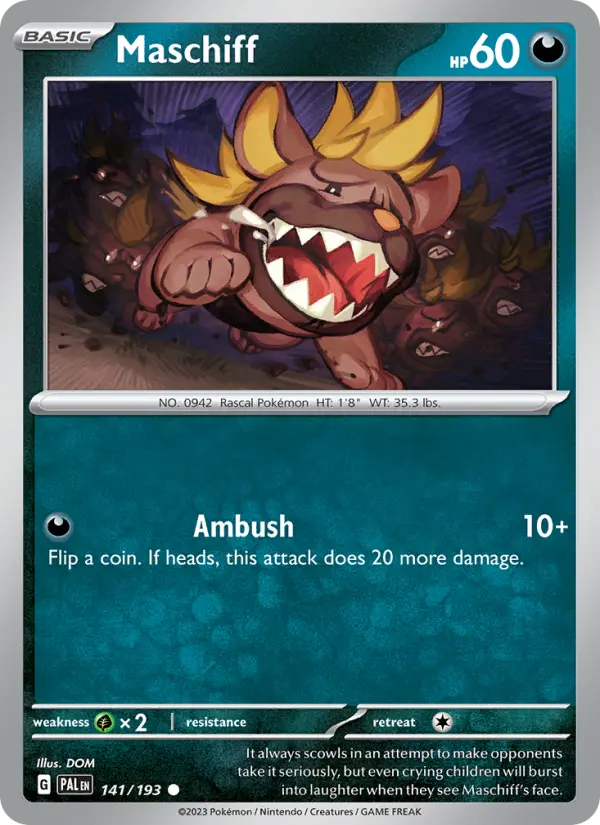 Maschiff 141 card from Paldea Evolved