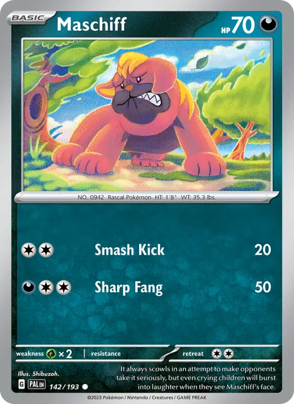 Maschiff 142 card from Paldea Evolved