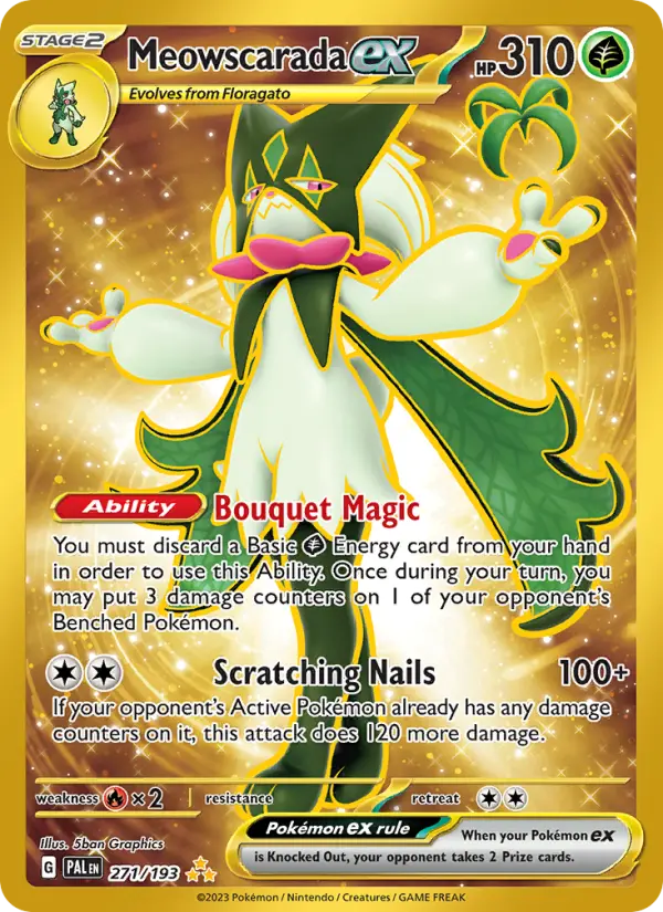 Meowscarada ex 271 card from Paldea Evolved
