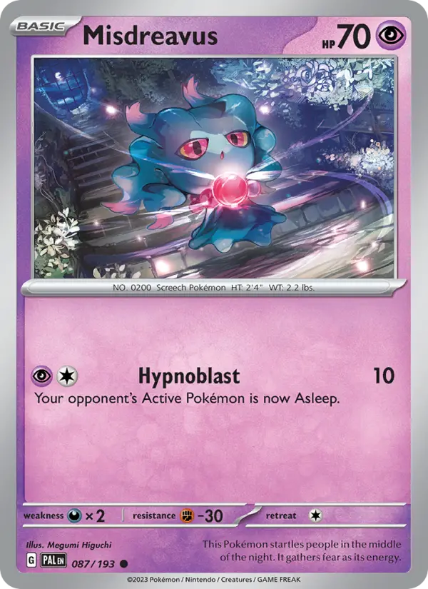 Misdreavus 87 card from Paldea Evolved