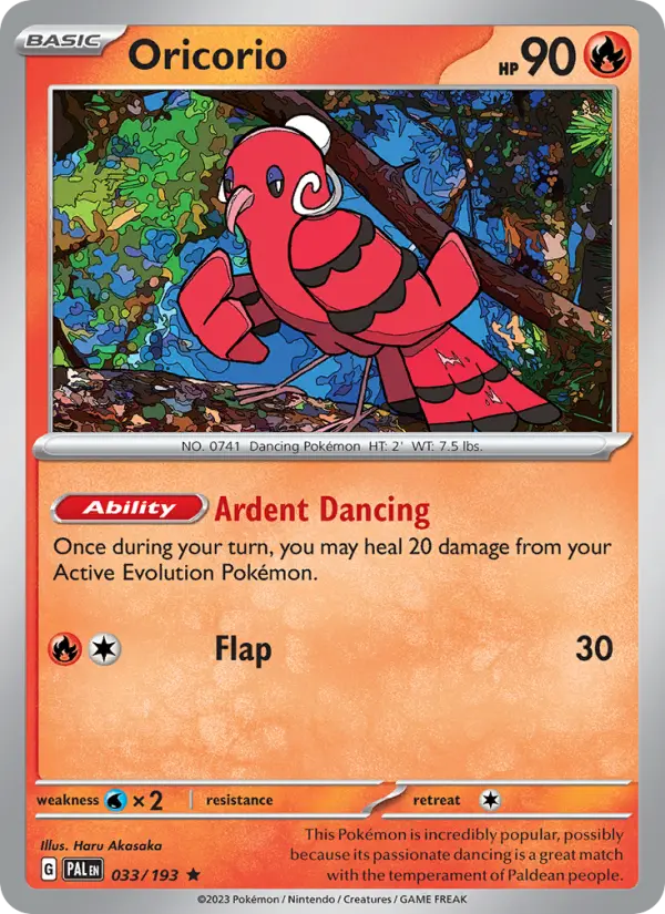 Oricorio 33 card from Paldea Evolved