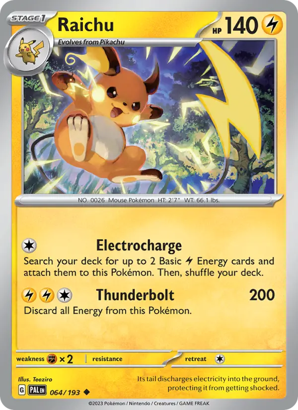 Raichu 64 card from Paldea Evolved