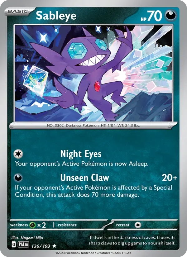 Sableye 136 — Paldea Evolved 136, Holofoil finish