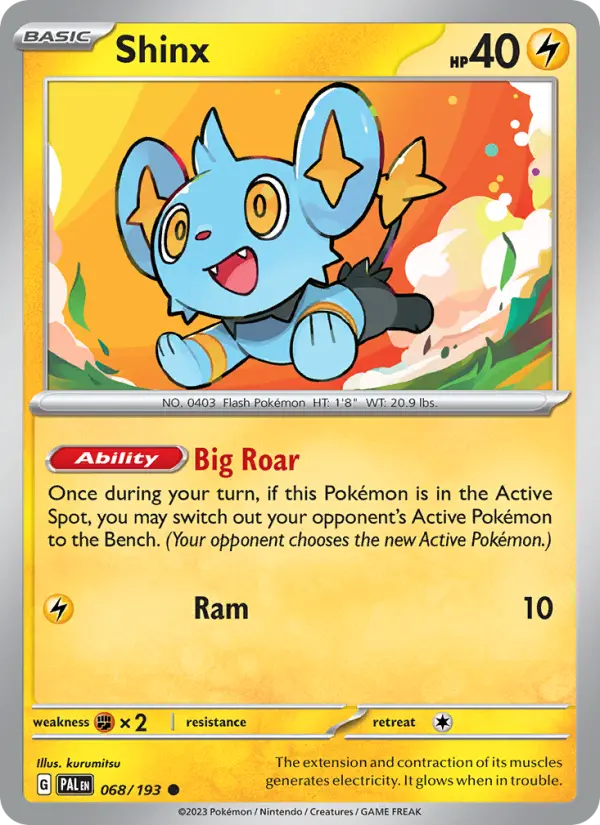 Shinx 68 card from Paldea Evolved