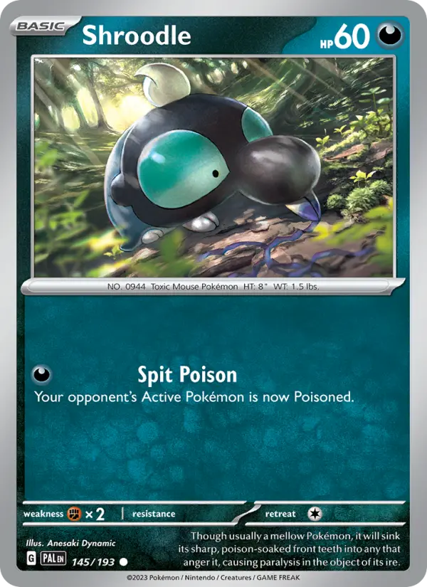 Shroodle 145 card from Paldea Evolved