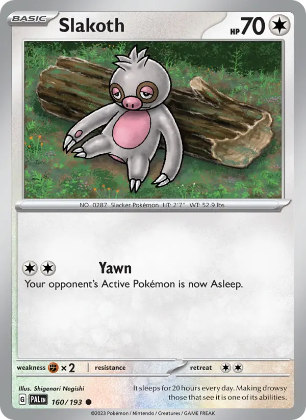 Slakoth 160 card from Paldea Evolved