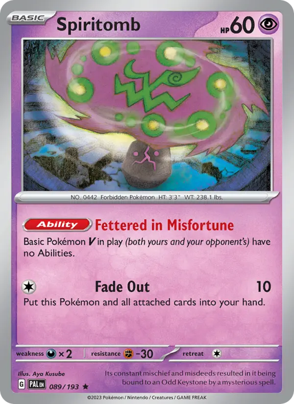 Spiritomb 89 card from Paldea Evolved