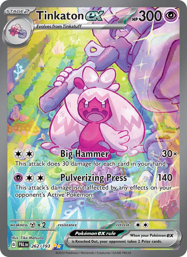 Tinkaton ex 262 card from Paldea Evolved