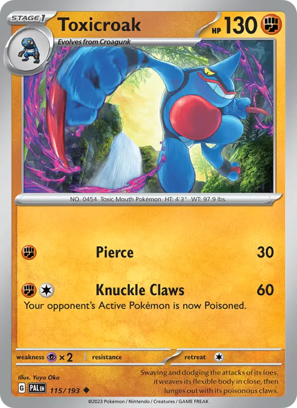 Toxicroak 115 card from Paldea Evolved