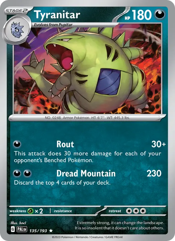 Tyranitar 135 — Paldea Evolved 135, Holofoil finish