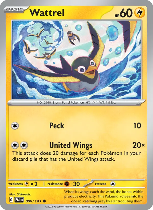 Wattrel 80 card from Paldea Evolved