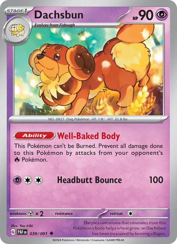 Dachsbun 39 card from Paldean Fates