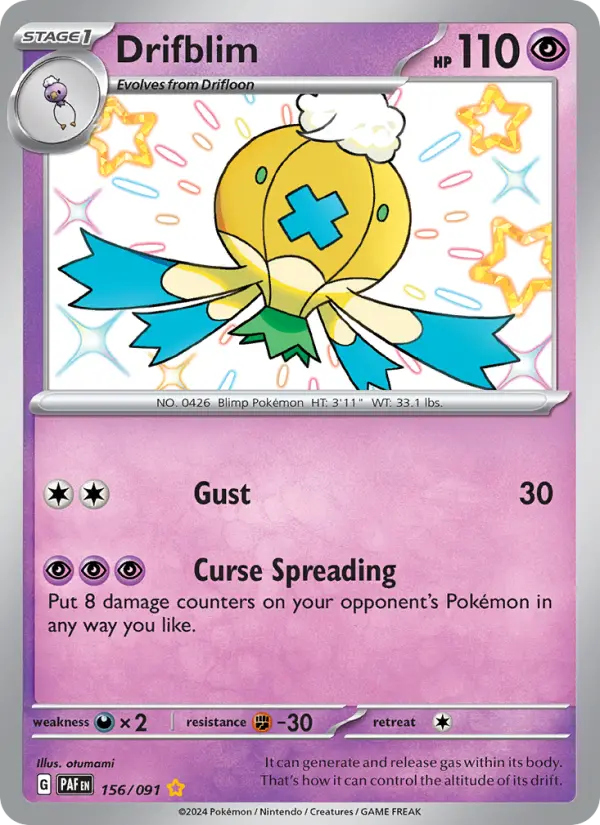 Drifblim 156 — Paldean Fates 156, Holofoil finish