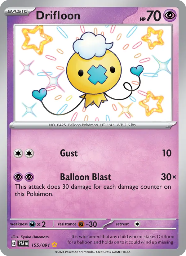 Drifloon 155 — Paldean Fates 155, Holofoil finish