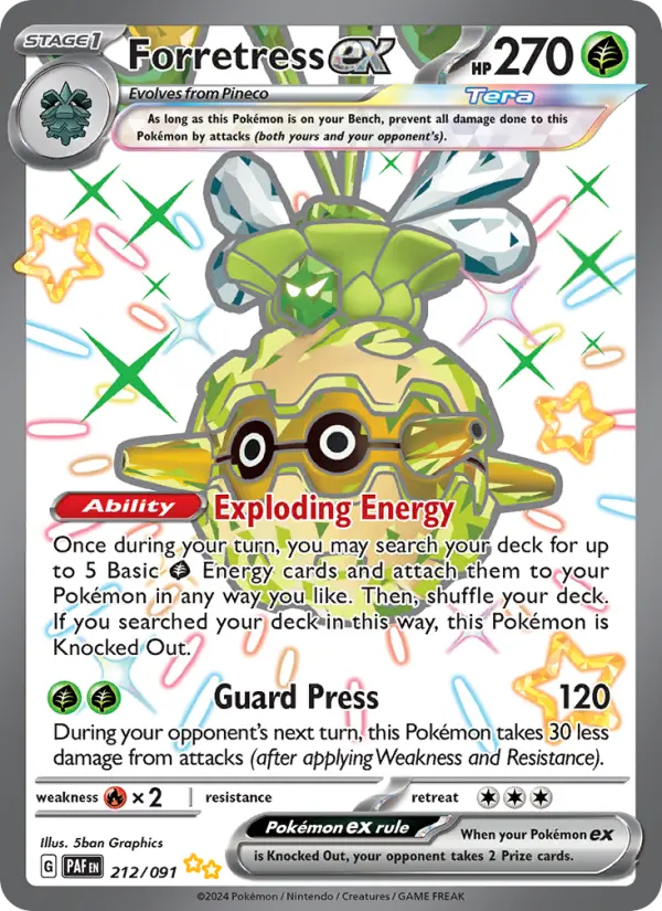 Forretress ex 212 card from Paldean Fates