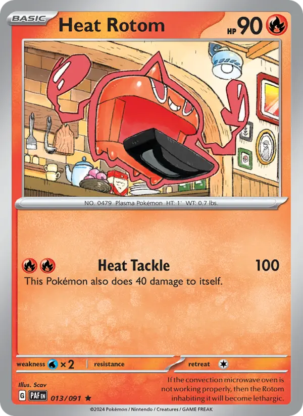 Heat Rotom 13 card from Paldean Fates