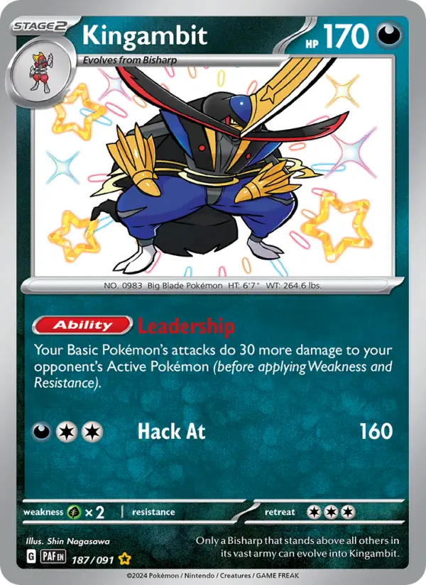 Kingambit 187 card from Paldean Fates