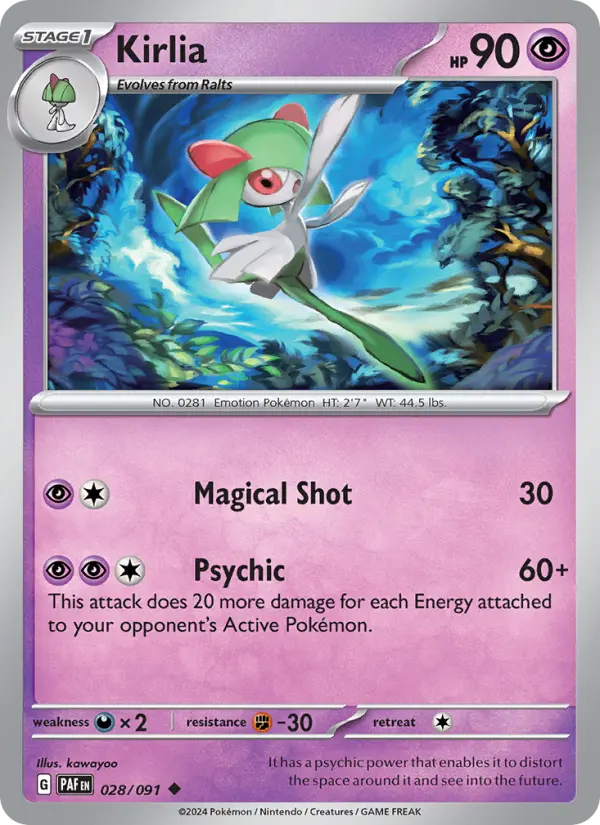 Kirlia 28 card from Paldean Fates