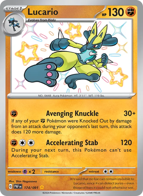 Lucario 174 — Paldean Fates 174, Holofoil finish