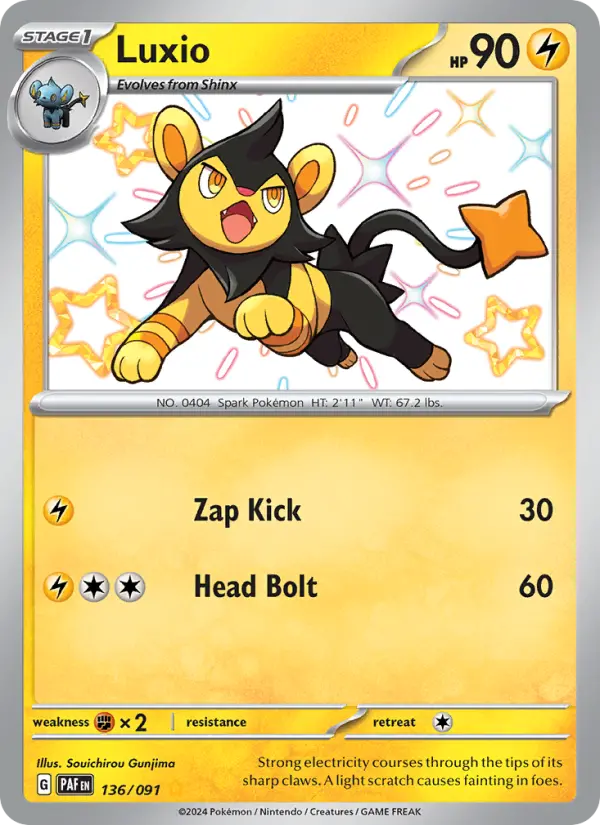 Luxio 136 card from Paldean Fates