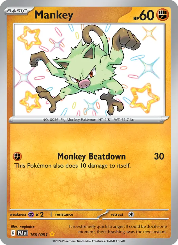 Mankey 169 — Paldean Fates 169, Holofoil finish