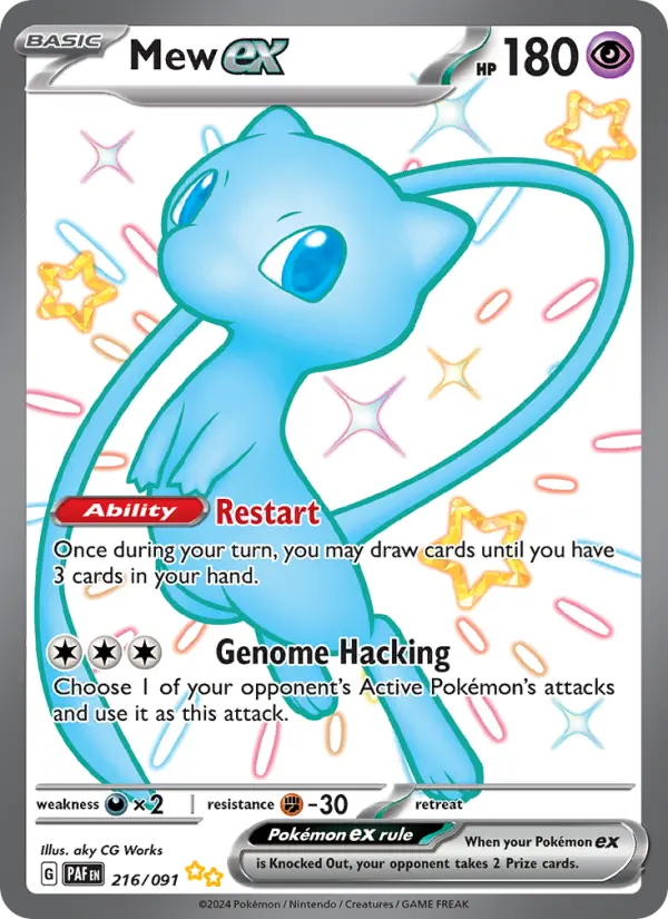 Mew ex 216 card from Paldean Fates