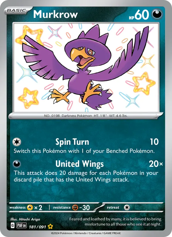 Murkrow 181 — Paldean Fates 181, Holofoil finish