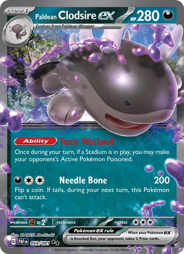 Paldean Clodsire ex 59 card from Paldean Fates