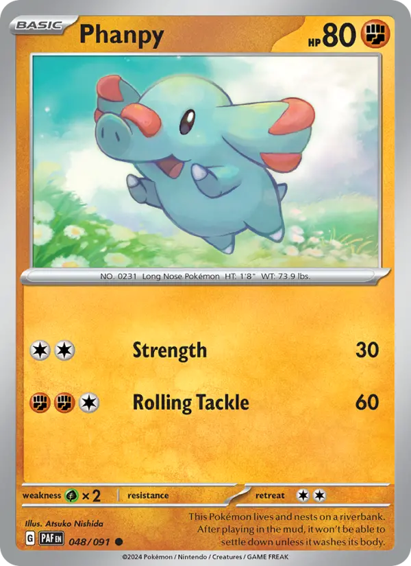 Phanpy 48 card from Paldean Fates